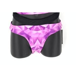 Watercat Apparel Bikini Bottom Women's Sz M High Waist Swim Purple Pink Cut Outs